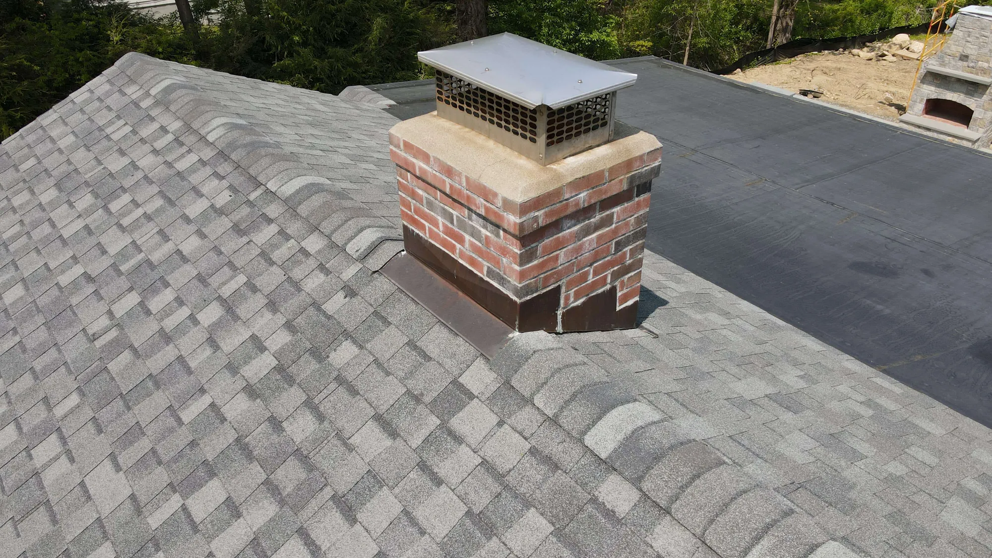 Chimney step flashing detail on a Connecticut home