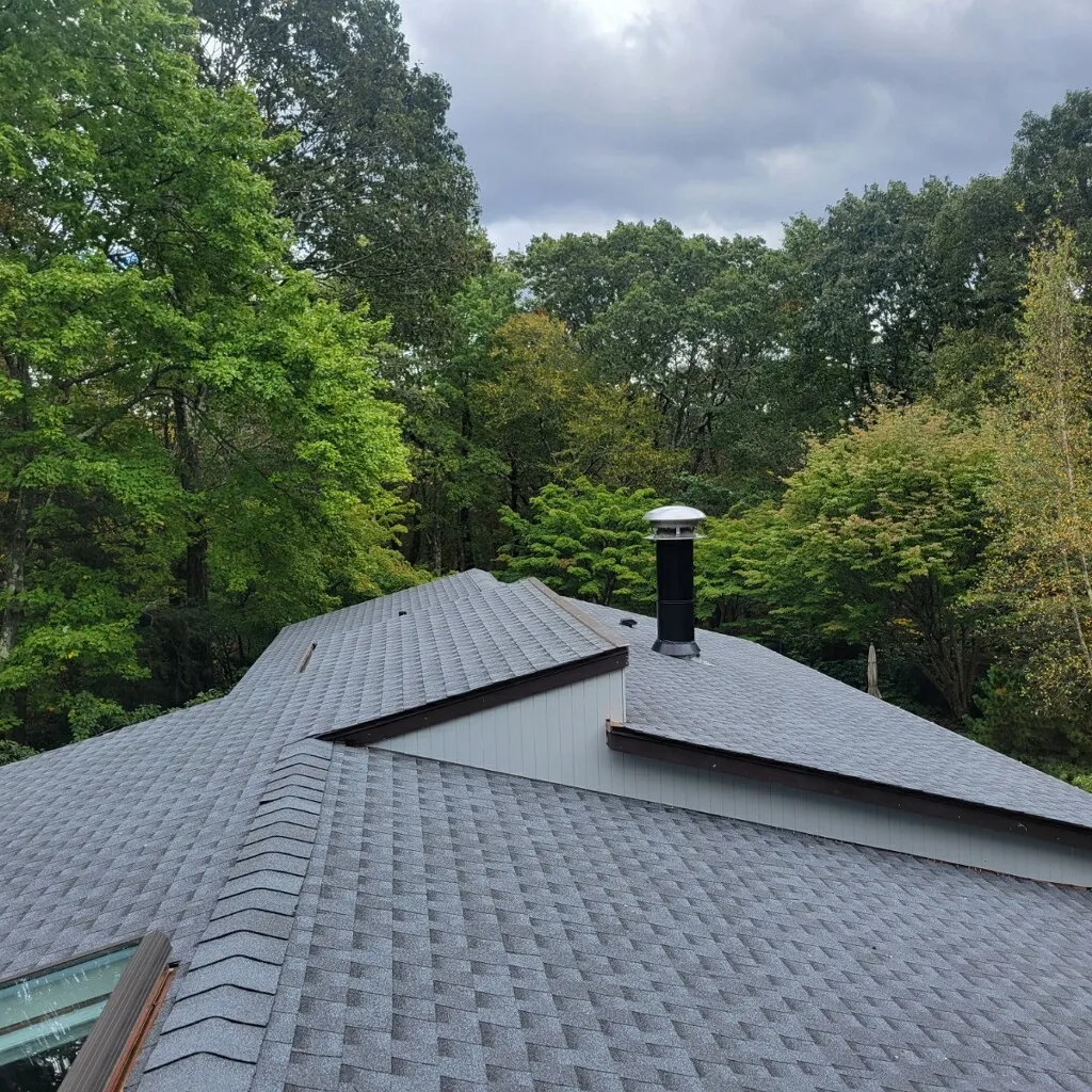 Asphalt shingle roof on a wooded property in New Canaan CT